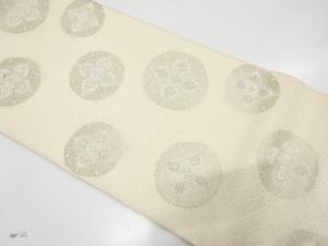 絽　華紋に青海波模様織り出し　袋帯